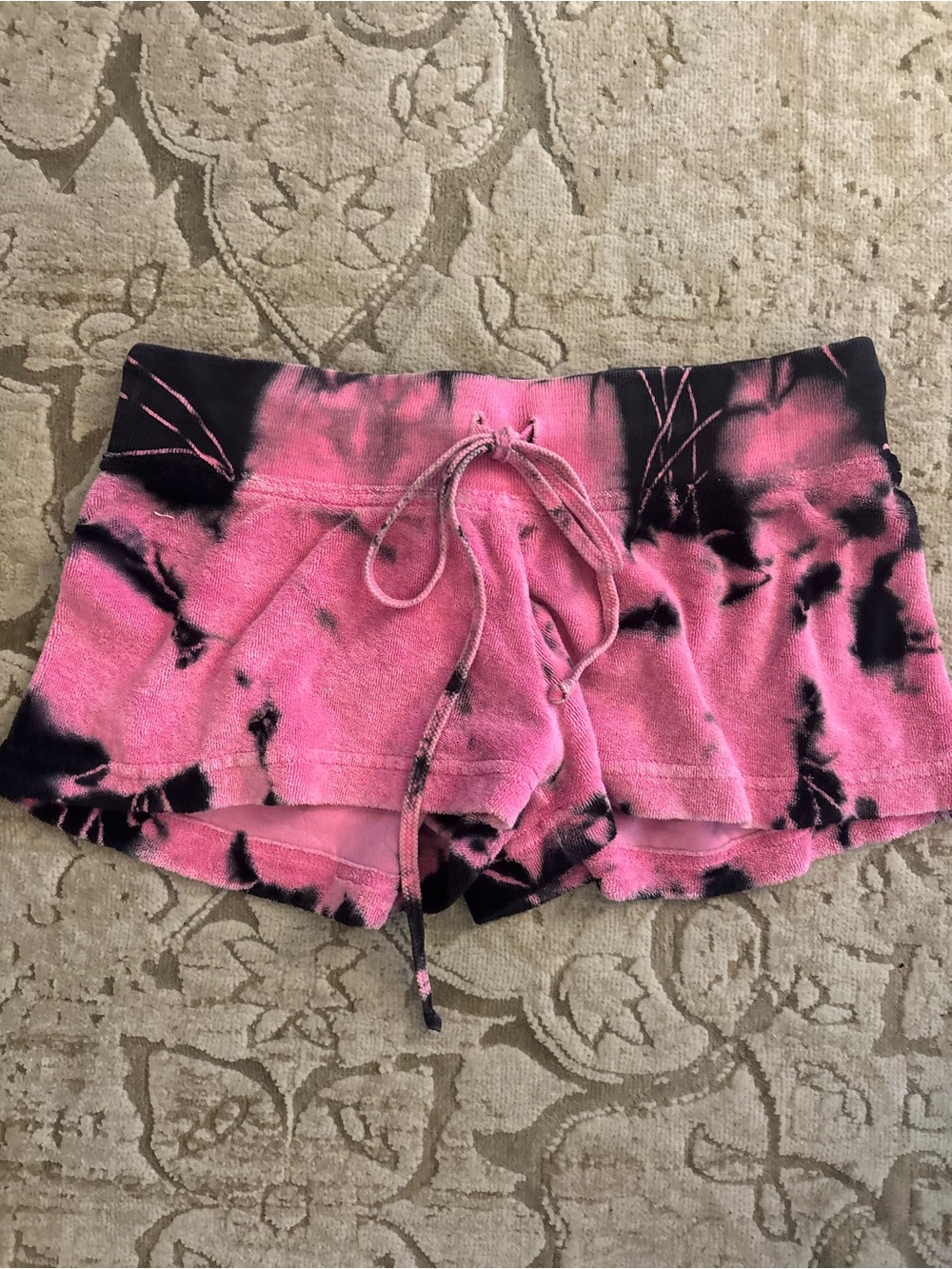 Hard Tail Pink and Black Tie-Dye Terry Shorts